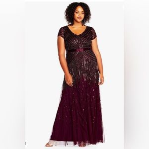 Adrianna Papell Long Cap Sleeve Dress